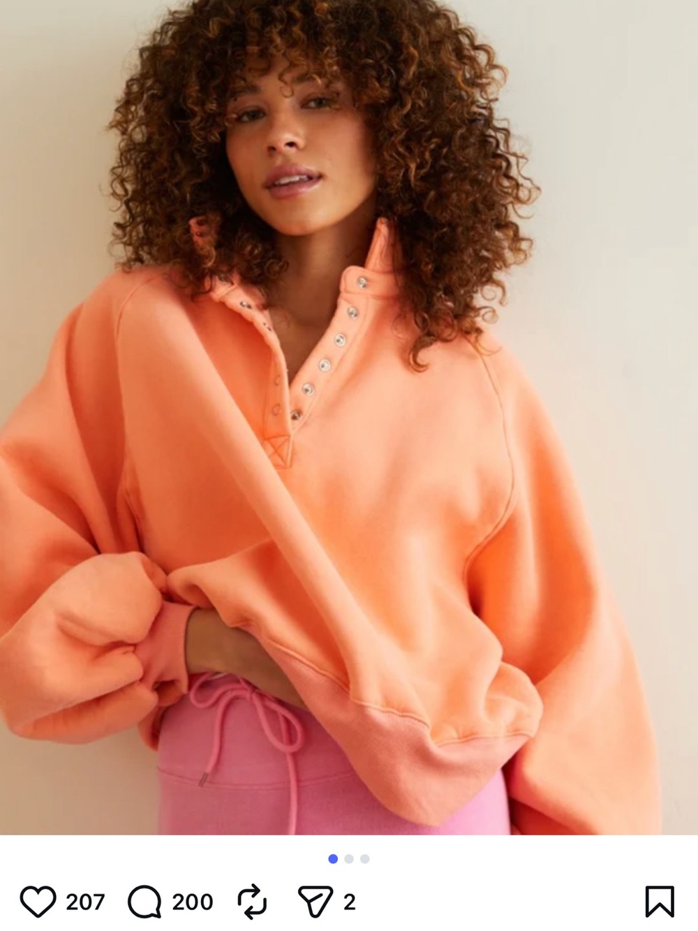 As Revival Women's Oversized Snap-Front Hoodie In Peach Size M